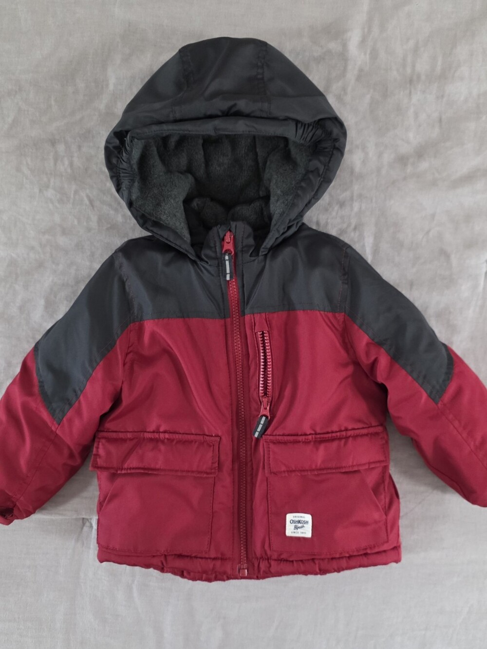 OshKosh B'gosh Toddler Boy Red & Black Hooded Winter Coat 3T